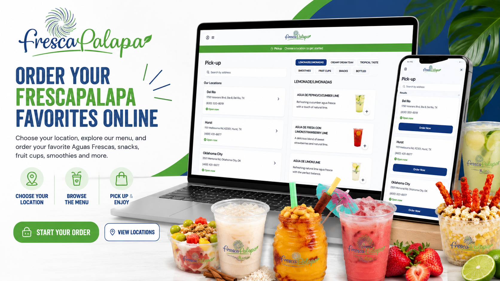 Order Fresca Palapa drinks, fruit cups, smoothies and snacks online